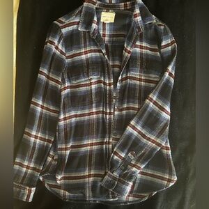 American Eagle Outfitters Navy and Red Plaid Shirt